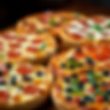 Assorted stuffed crust pizzas with various toppings