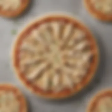 Gourmet Pizza Variations Using Aldi Chicken Alfredo An array of gourmet pizzas topped with Aldi Chicken Alfredo, showcasing creative culinary variations.