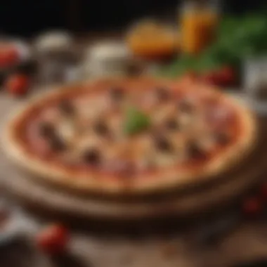 Sophisticated Pizza Presentation on Wooden Board Elegant pizza presentation on rustic wooden board