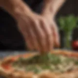 Artisan pizza dough with fresh herbs and olive oil