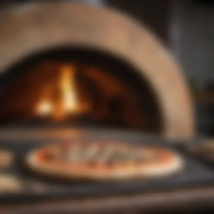 Wood-fired oven baking traditional Neapolitan pizza