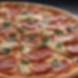 A close-up of a gourmet individual frozen pizza showcasing fresh toppings