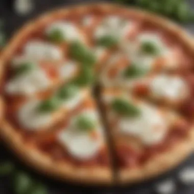 Slices of thin-crust pizza with fresh buffalo mozzarella and basil