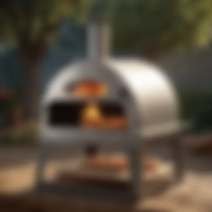 Modern portable outdoor pizza oven with industrial design