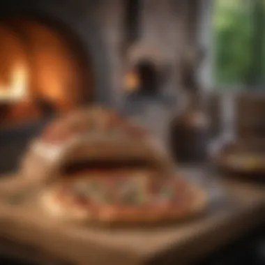 Rustic wood-fired pizza oven with brick interior