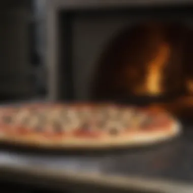 Close-up of the pizza being baked in the Blackstone Rotating Pizza Oven.