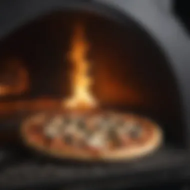 A beautifully cooked pizza emerging from the Blackstone Rotating Pizza Oven.