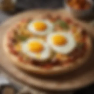 Unique breakfast pizza topped with farm-fresh eggs