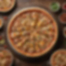 An assortment of California Pizza Kitchen frozen pizza flavors displayed on a rustic table.