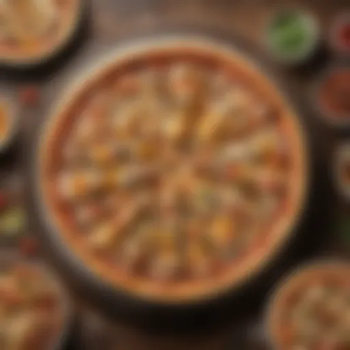 An assortment of California Pizza Kitchen frozen pizza flavors displayed on a rustic table.