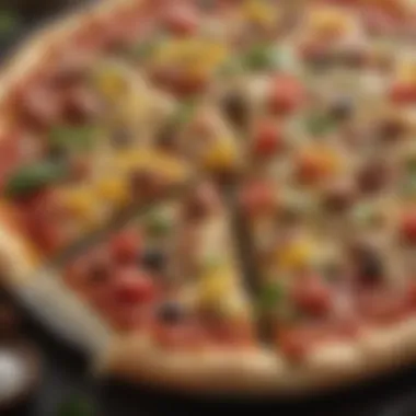 A close-up of a California Pizza Kitchen frozen pizza showcasing fresh ingredients and vibrant toppings.