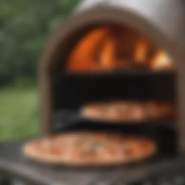 A gourmet pizza cooking inside the Camp Chef Outdoor Camp Oven