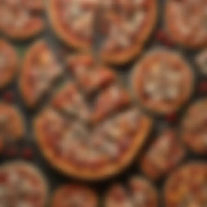 An enticing display of various pizza options available at a chain establishment.