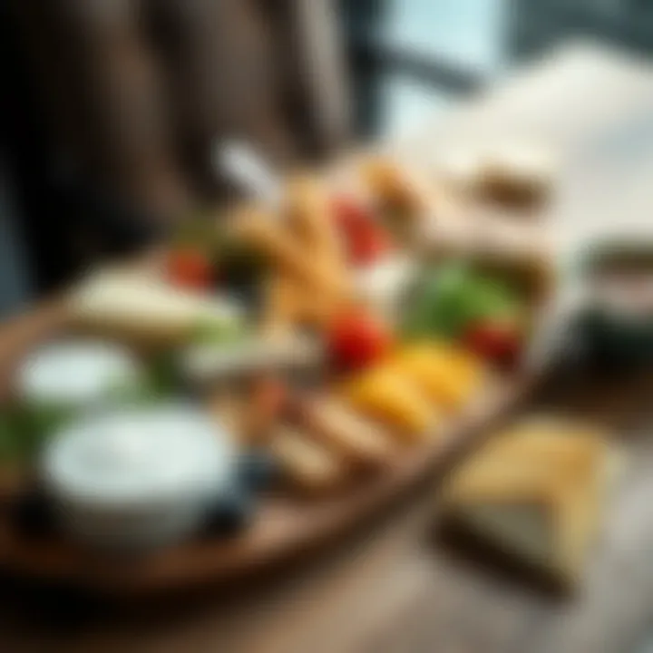 Gourmet Plant-Based Cheese Platter Gourmet cheese platter featuring plant-based cheeses and garnishes