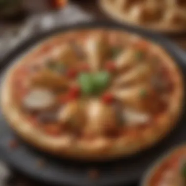 Plated Chicken Pizza with Unique Pairings A beautifully plated chicken pizza with unique pairings