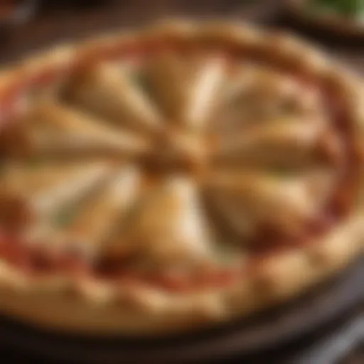 A delectable chicken pizza crust fresh out of the oven