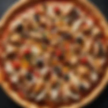 Toppings on Innovative Chicken Pizza Crust A variety of toppings artfully arranged on chicken pizza crust