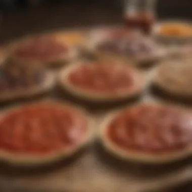 Array of Barbecue Sauces for Pizza Flavor An array of barbecue sauces ideal for enhancing pizza flavor