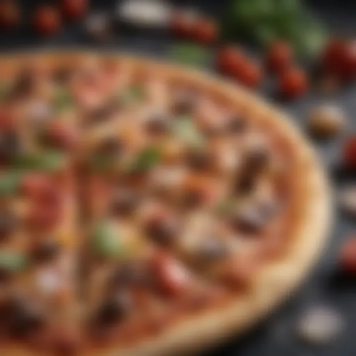 Close-up of various pizza toppings and ingredients