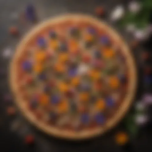 Artisanal pizza adorned with edible flowers