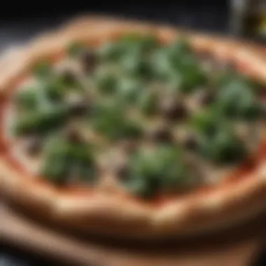 Truffle Infused Artisanal Pizza Artisanal pizza topped with truffle oil and arugula