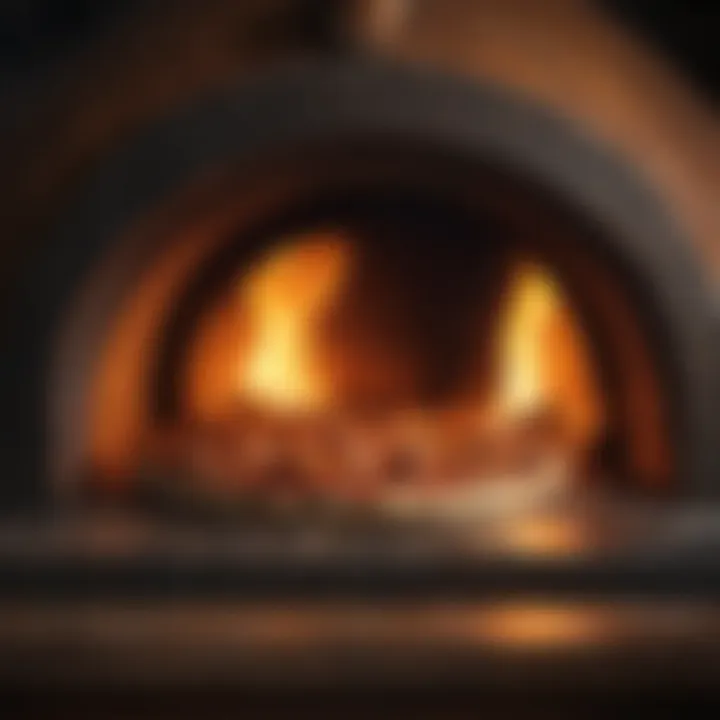 Wood-fired pizza oven with glowing embers