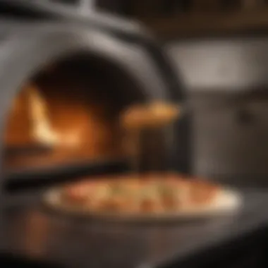 Gi Metal turning peel in use within a vibrant pizza oven setting