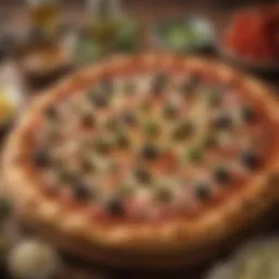 A beautifully arranged Olive Garden pizza with fresh toppings.