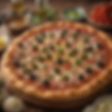 Olive Garden Pizza Presentation A beautifully arranged Olive Garden pizza with fresh toppings.