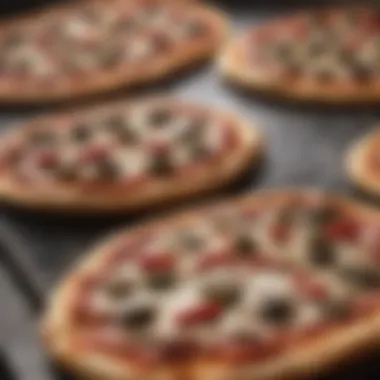 Gourmet Pizzas Awaiting Cooking Artfully arranged gourmet pizzas ready to be cooked