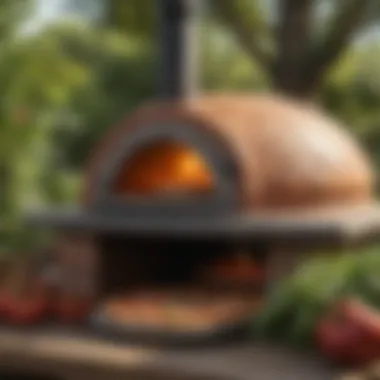 A beautifully crafted outdoor pizza oven surrounded by fresh ingredients