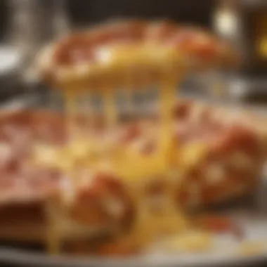 Melting Gooey Cheese Close-up of gooey cheese melting on deep dish pizza