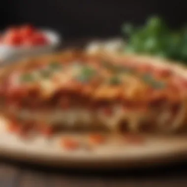 Revealing the Layers Sliced deep dish pizza revealing mouthwatering layers