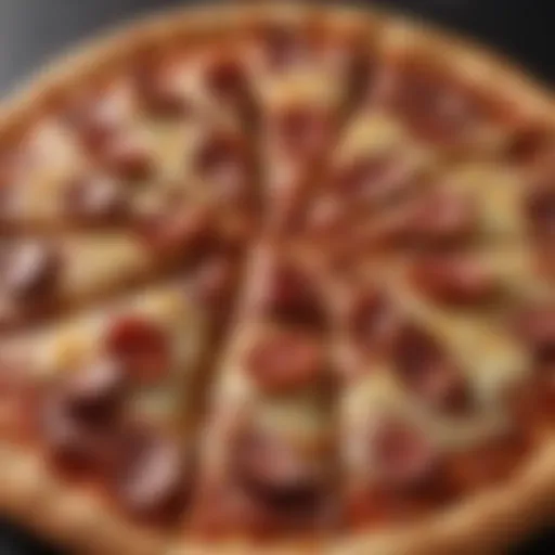 Close-up view of a Meat Lovers Pizza showcasing various meats and melted cheese