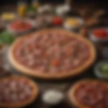 An assortment of fresh ingredients used in Domino's Meat Lovers Pizza