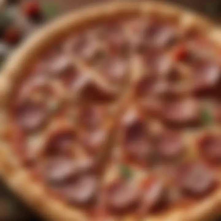 Nutritional breakdown of Domino's Meat Lovers Pizza displayed attractively