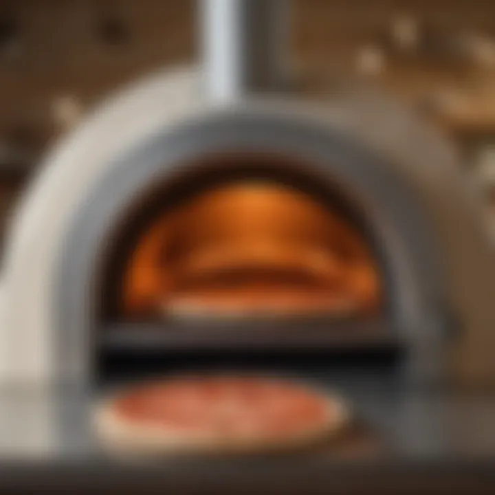 Interior shot of an electric Neapolitan pizza oven with pizza inside.