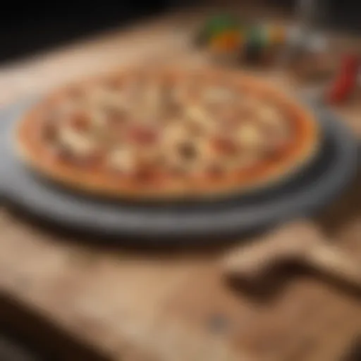 Stylish pizza stone ready for use