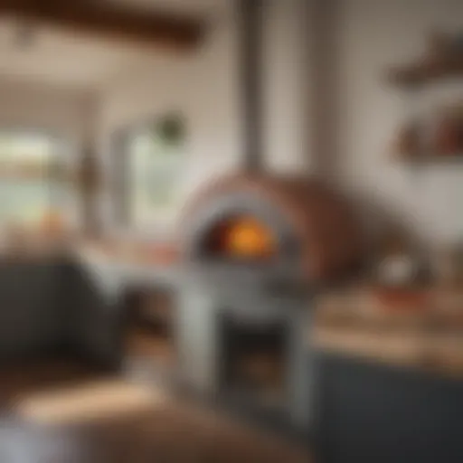Artisanal wood-fired pizza oven in a sleek modern kitchen