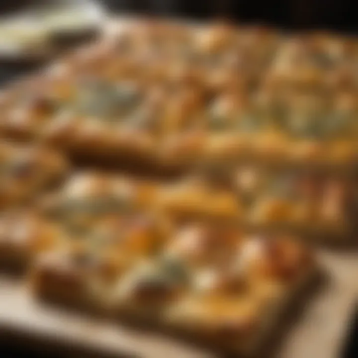 A variety of focaccia styles displayed in a local eatery