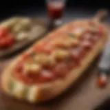 Artisan French baguette topped with rich tomato sauce and melted cheese