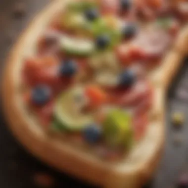 Gourmet Toppings on Baguette Pizza Close-up of gourmet toppings on a sliced baguette pizza