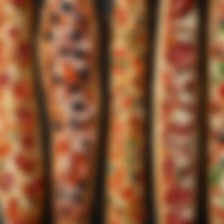 A vibrant platter featuring assorted French baguette pizza variations