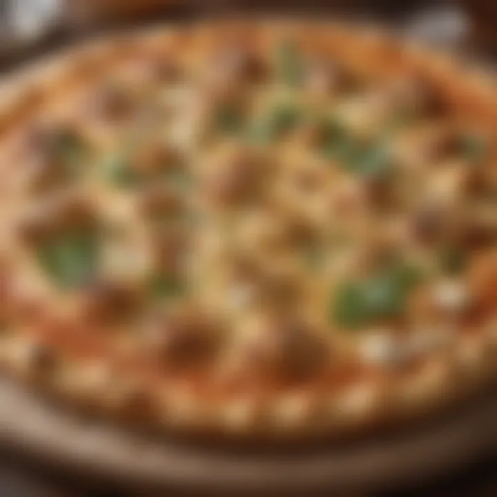 A close-up of a perfectly baked cauliflower pizza crust, showcasing its golden-brown color and texture.