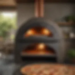 A beautifully designed full-size pizza oven showcasing its intricate exterior.
