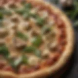 A close-up of a freshly baked garlic pizza topped with herbs