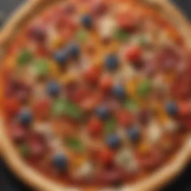 A close-up view of a gluten-free pizza crust adorned with vibrant toppings