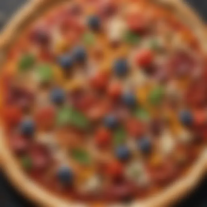 A close-up view of a gluten-free pizza crust adorned with vibrant toppings