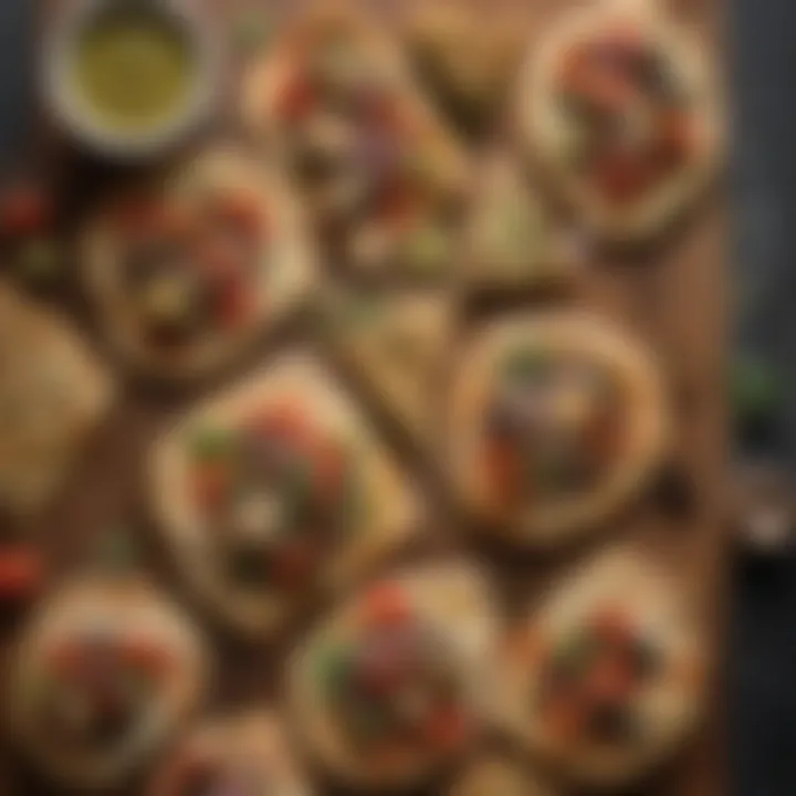 A variety of flatbread served with Mediterranean dips