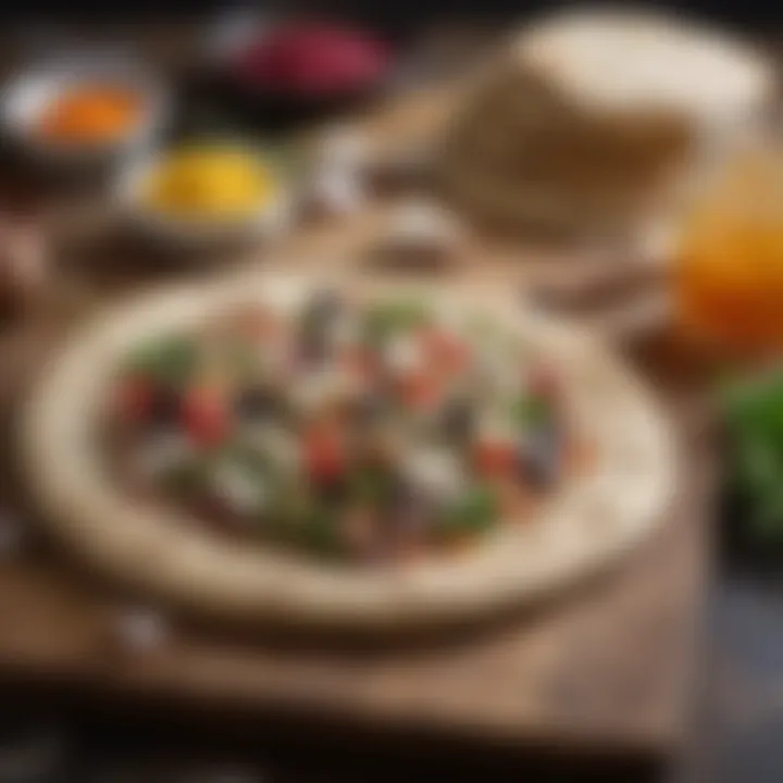 Ingredients for making Greek flatbread laid out